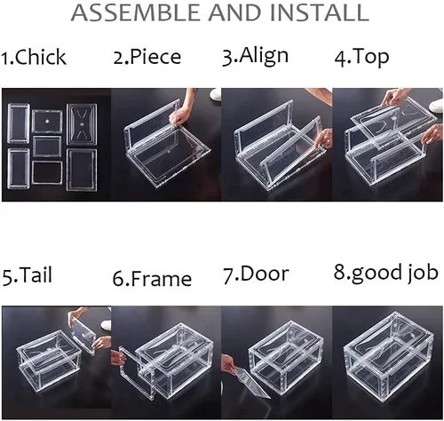 Vista 4 de Caja organizadora de zapatos magnética apilable con pantalla de plástico ultra transparente para zapatos, estante transparente para zapatos
