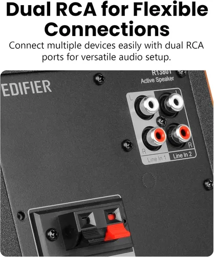 Vista 4 de Edifier R1380T Altavoces alimentados para estanterías, monitores de campo cercano activos estéreo 2.0, altavoz de monitor de estudio, 42 vatios RMS
