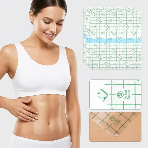 Vista 7 de 30Pcs Tummy Tuck Tape Thigh Lift Tape for Loose Skin Apron Belly Flat Stomach Belly Tapes Clear No-Pinch Adhesive Strips Sweatproof and All-Day Wear