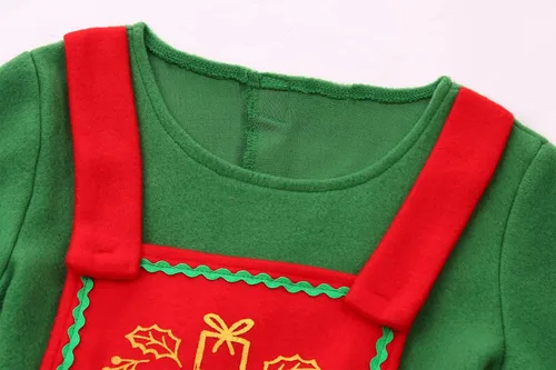 Vista 4 de Disfraz de elfo navideño para niños, conjunto de vestido de elfo de Navidad