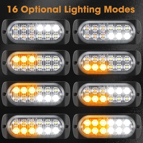 Vista 5 de Leelosp 14 luces estroboscópicas LED de 12 luces LED para remolque, vehículos de construcción, montaje en superficie, faros de peligro