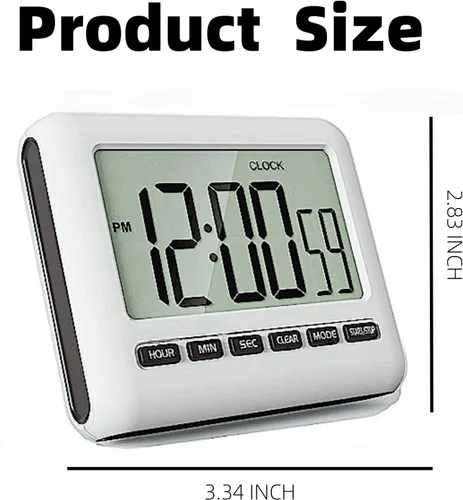 Vista 7 de Reloj digital magnético genérico para cocina - Temporizador con alarma, 12/24 horas, pantalla grande, alarma fuerte y imán potente - Cuenta hacia