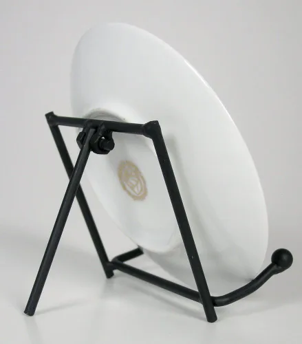 Vista 2 de BANBERRY DESIGNS Soporte de exhibición negro – Juego de 3 caballetes de metal – Soporte de placa de hierro forjado – Soportes para fotos – 3.5