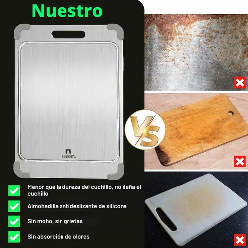 Vista 7 de Tabla de cortar de titanio puro de 12 x 8 pulgadas con ranura y esquina de silicona