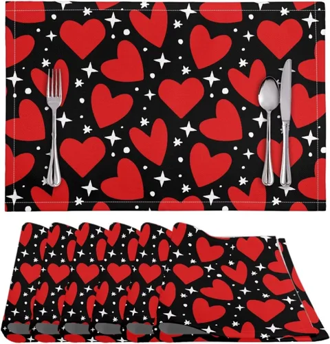 Vista 45 de BIGCARJOB Mantel individual de diseño personalizado, 4 piezas, tapete de mesa resistente al corazón, 12 x 18 pulgadas 1-diseño personalizado