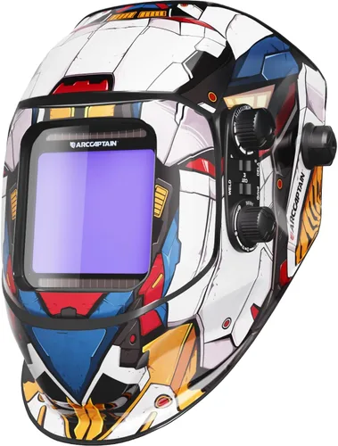 Vista 7 de ARCCAPTAIN - Casco de soldadura, pantalla grande de 3.94 x 3.66 pulgadas a color real, oscurecimiento automático, solar, 4 sensores de arco, rango