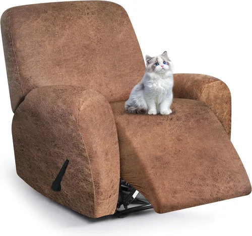 Vista 43 de ANARACHON Fundas para sillas reclinables con aspecto de cuero, funda elástica de 4 piezas, funda suave para silla reclinable, protector de muebles
