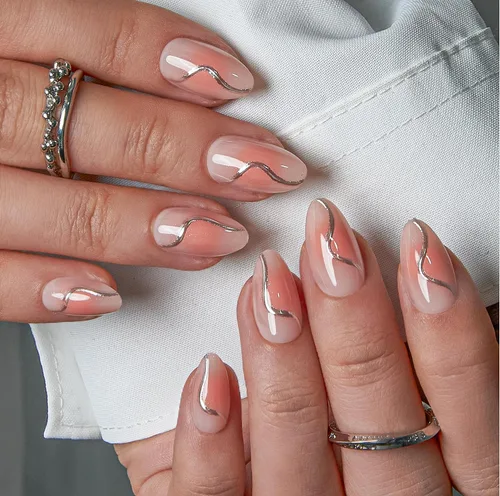 Vista 10 de CurvLife Uñas a presión de almendras medianas, color blanco lechoso A9 - Susurro de crema