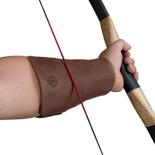 Vista 3 de Protector de brazo de tiro con arco, protector de antebrazo, correas ajustables, Archer Essentials, práctica de tiro, Larping, cuero de grano