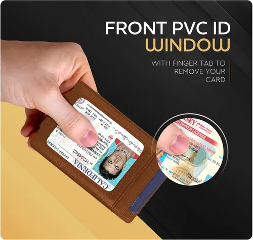 Vista 30 de Billetera de cuero con clip para dinero, bolsillo frontal delgado, bloqueo RFID con imán súper fuerte