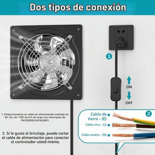 Vista 9 de HG Power Ventilador de escape de 15.2 cm con interruptor, potente ventilador de escape de cocina con amortiguador, ventiladores de escape de ventana