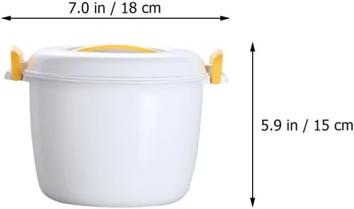 Vista 3 de Microondas Pasta Cooker Round Microondas Recipiente de Alimentos Cocina: Microondas Arroz Cocina de Alimentos Amarillo 1L Cestas de microondas