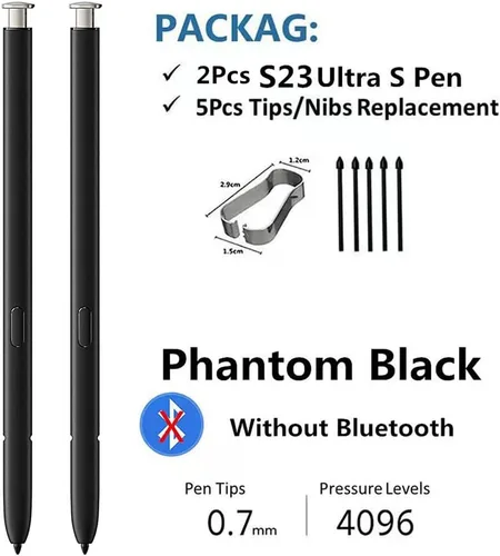 Vista 2 de 2 bolígrafos S23 Ultra S, lápiz capacitivo compatible con Samsung Galaxy S23 Ultra S Pen (sin Bluetooth) + puntas (crema)