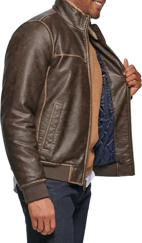 Vista 5 de Tommy Hilfiger Chaqueta bomber de piel sintética para hombre
