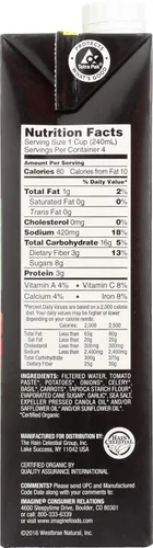 Vista 6 de Imagine Sopa cremosa de tomate y albahaca, orgánica, 32 oz