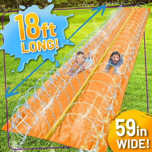 Vista 6 de Stargo 18 x 5 pies – Salpicaduras y tobogán deslizante, toboganes acuáticos para niños – Tobogán acuático para niños al aire libre divertidos