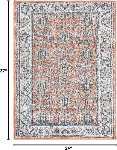 Vista 2 de Unique Loom Colección Nyla - Alfombra de área - Princesa (2 pies x 3 pies 1 pulgada, rectangular, rosa salmón/marrón)
