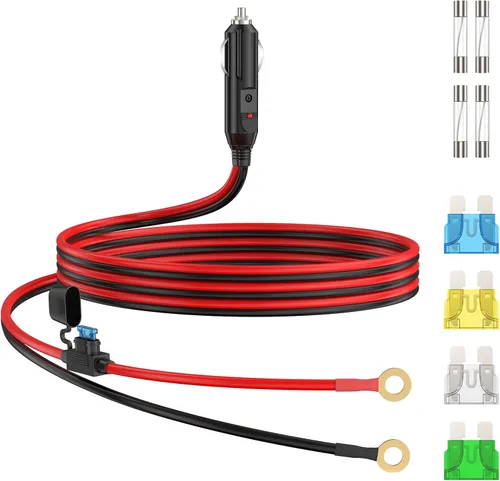 Vista 8 de 12AWG Cable de Cargador de Encendedor de Cigarrillos Resistente, Cable Adaptador de Encendedor de Cigarrillos Macho de 3.3FT con Luz LED y Caja