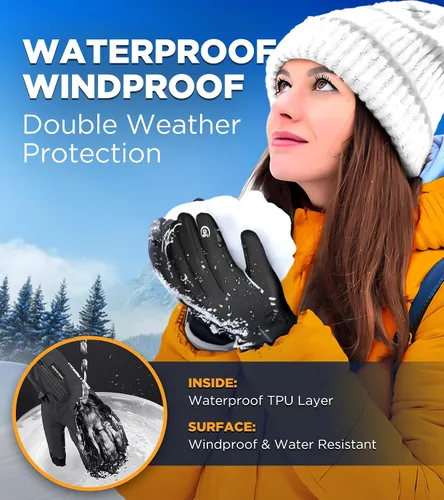 Vista 3 de 10 Waterproof Winter Gloves Men, Touchscreen Fingers Snow Ski Gloves Women, 5-Layer Touch Screen Cold Weather Gloves
