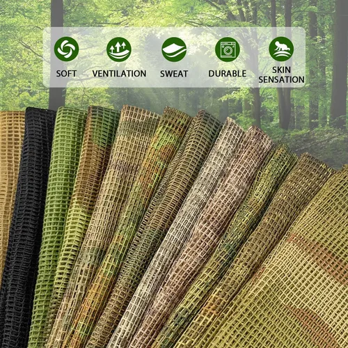 Vista 5 de WINWAY Velo de Francotirador Camuflaje Bufanda Doble Impresión Táctica Militar Camuflaje Bufandas de Malla para Caza Tiro Fotografía Silvestre