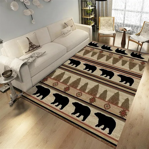 Vista 10 de Alfombra rústica de estilo occidental para sala de estar, antideslizante y lavable, para dormitorio, sala de estar, cocina, 3 x 4 pies