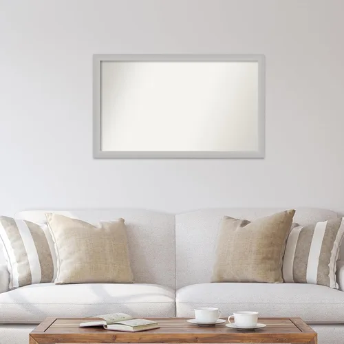 Vista 295 de Amanti Art Silver Bathroom Mirror for Over Sink, 26x35 Custom Made Marred Pewter Rectangle Vanity Mirror, Large Casual Wood Frame, Hangs Horizonally