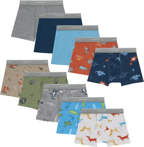 Vista 12 de Hanes Paquete de 8 o 12 calzoncillos tipo bóxer para niños, ropa interior elástica de algodón para niños y niños pequeños