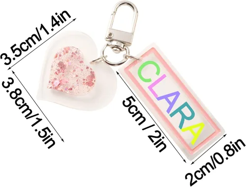 Vista 7 de Llavero con nombre personalizado, letras de colores, llavero para bolso, mochila, lindo llavero con dije para niñas y niños