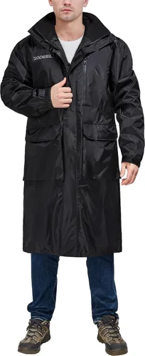 Vista 2 de Rodeel Chubasquero largo impermeable con capucha, poncho con bolsillo para senderismo, camping, actividades al aire libre