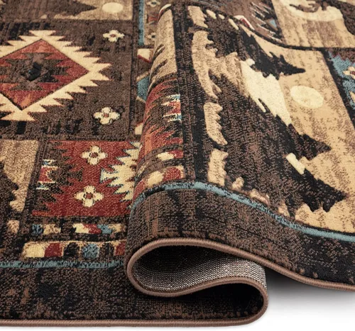 Vista 3 de Home Dynamix Buffalo Bear - Alfombra rectangular de 1 pies 10 pulgadas x 6 pies 10 pulgadas, marrón/rojo