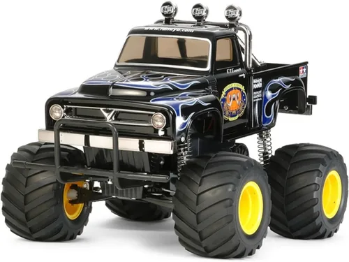 Vista 7 de Tamiya TAM58547 The Midnight Pumpkin, Black Edition 1/12 Monster Truck Kit, marrón