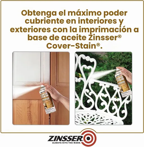 Vista 6 de Zinsser 3608 Imprimador en aerosol para cubrir manchas, de base de aceite, 13 onzas, blanco Zinsser Cover-Stain spray, 13oz. Oil-base