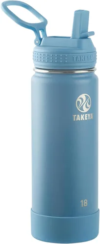 Vista 42 de Takeya Actives - Botella de agua con tapa con popote, duradera y de fácil cuidado, con aislamiento de acero inoxidable, tapa sin BPA con asa