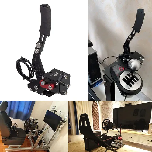 Vista 7 de CNRAQR PC Racing Game USB Handbrake for 16Bit SIM for Racing Games, Compatible with G27 G29 G920 G923 T500 T300 Simulate Linear HandbrakeWith Fixing