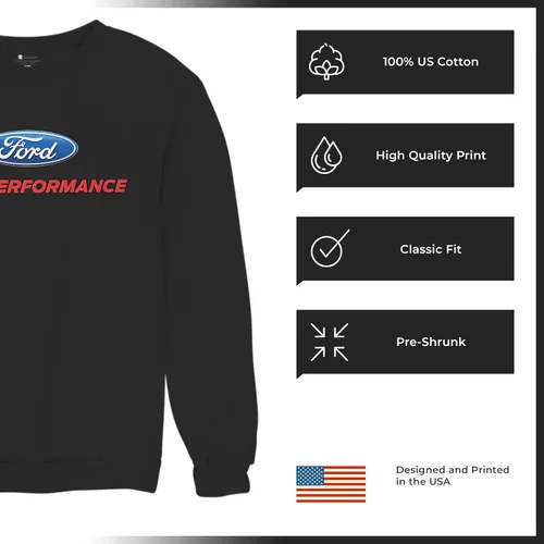 Vista 5 de Tee Hunt Ford Performance Sudadera con cuello redondo Ford Mustang GT ST Racing Negro