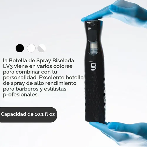 Vista 2 de L3 Botella de spray biselada Spray continuo con un patrón de niebla fina Negro