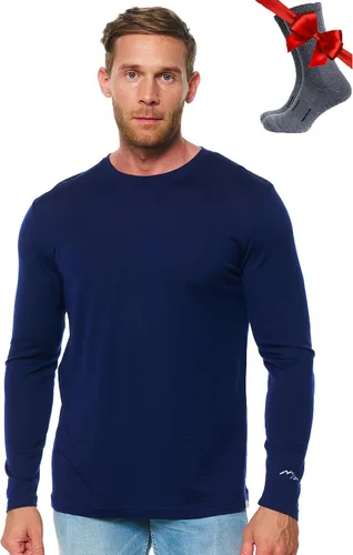 Vista 31 de 100% Merino Wool Base Layer Mens - Long Sleeve Thermal Shirts with Socks .320 negro