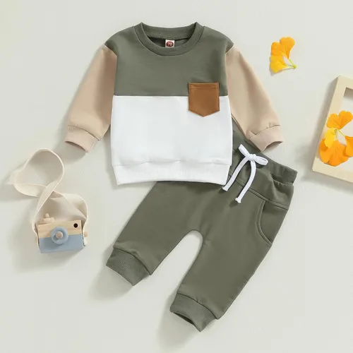 Vista 2 de FYBITBO Conjunto de sudadera de manga larga y pantalones deportivos para bebé niño