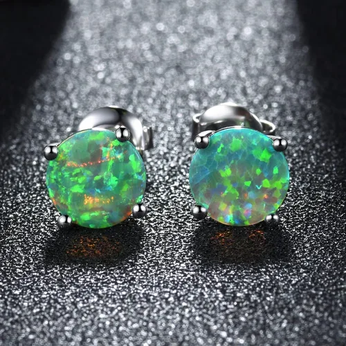 Vista 4 de CERSLIMO - Aretes de ópalo multicolor para mujer, 8mm