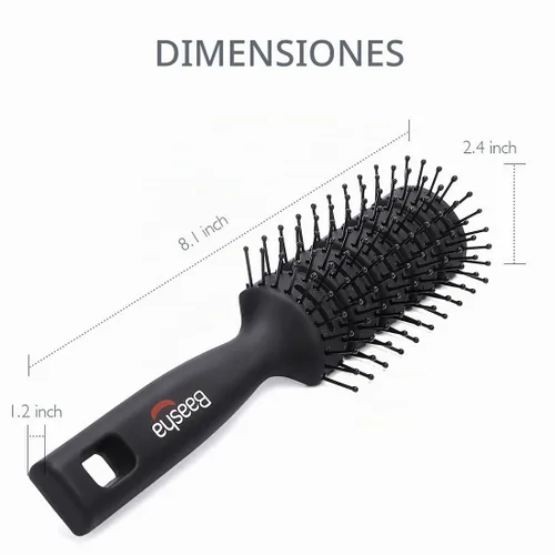 Vista 7 de Baasha Cepillo para el cabello, cepillo ventilado para secar con soplado, cepillo de pelo corto para hombre con cerdas con punta de bola, mejor