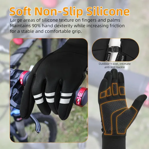 Vista 5 de Ryaco Guantes térmicos de invierno para hombres y mujeres, guantes cálidos con aislamiento para clima frío, impermeables, pantalla táctil