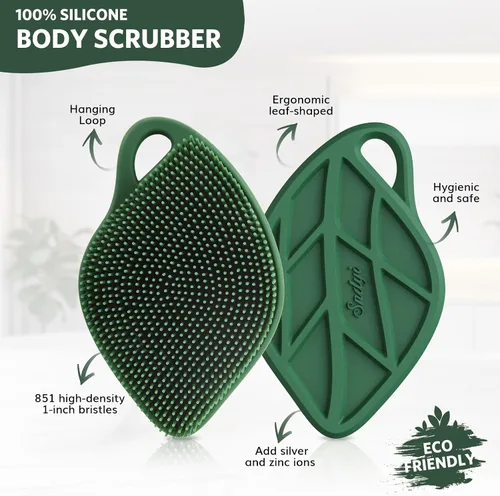Vista 2 de Sndyi Exfoliante Corporal de Silicona Navideño, Edición Limitada Cepillo de Ducha en Forma de Hoja para Limpieza Suave y Exfoliación, Cepillo