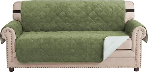Vista 80 de H.VERSAILTEX Funda reversible para silla, protector de muebles antideslizante, resistente al agua, con correas elásticas de 2 pulgadas