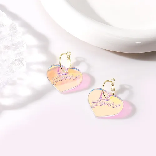 Vista 4 de Awinesn Swifts Lover - Aretes de corazón para mujer, plata 925, aretes de moda para posteriores al concierto, aretes colgantes de acrílico, regalos
