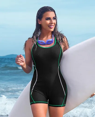 Vista 3 de beautyin Traje de baño deportivo de una pieza para mujer, con espalda cruzada