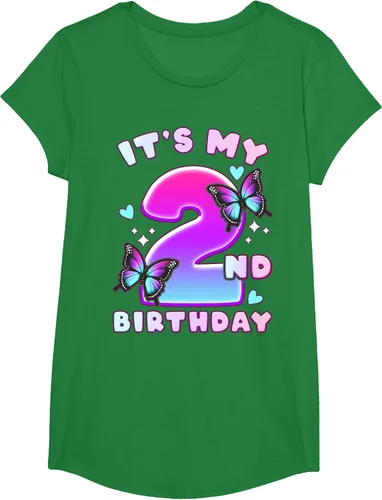Vista 48 de Camiseta de 2º cumpleaños para niña de 2 años con mariposas y número 2 Negro