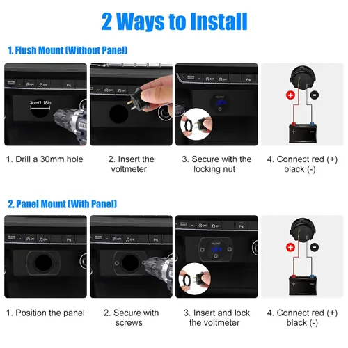 Vista 7 de Linkstyle Medidor de Voltaje de Batería, Voltímetro de Voltaje DC 12 Voltios 24 Voltios, Voltímetro de Voltaje con Pantalla Digital LED, Voltímetro