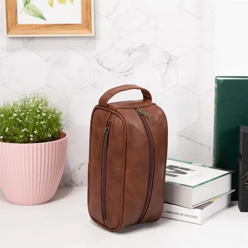 Vista 7 de Glamativity Neceser de cuero personalizado para hombres y mujeres, kit de piel vintage, regalo de cumpleaños y padrinos de boda, bolsa de viaje