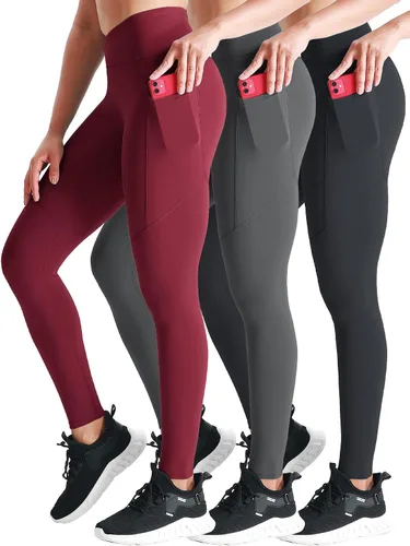 Vista 26 de Neleus calzas de yoga para mujer con bolsillo y cintura alta, para correr, con control de barriga