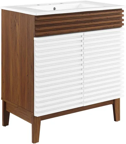 Vista 100 de Modway Render 23.5" tocador de baño en nogal (lavabo no incluido)